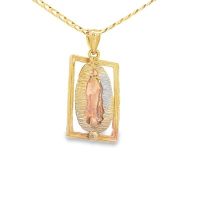 PENDANT 14K 2.7G GUADALUPE 3TONE RECTANGLE