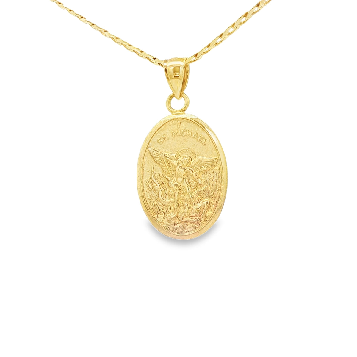 ST MICHAEL OVAL PENDANT 14 KARAT