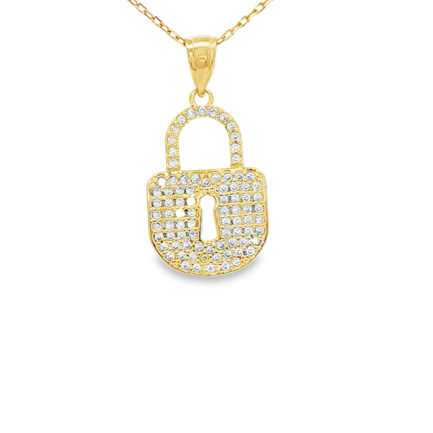 PENDANT 14K LOCK CZ LOCK WITH KEY HOLE