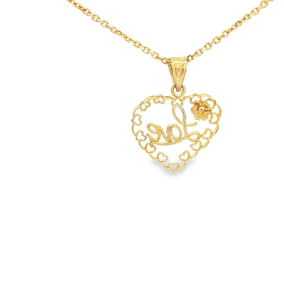 14K LOVE PENDANT 3TONE HEART LOVE