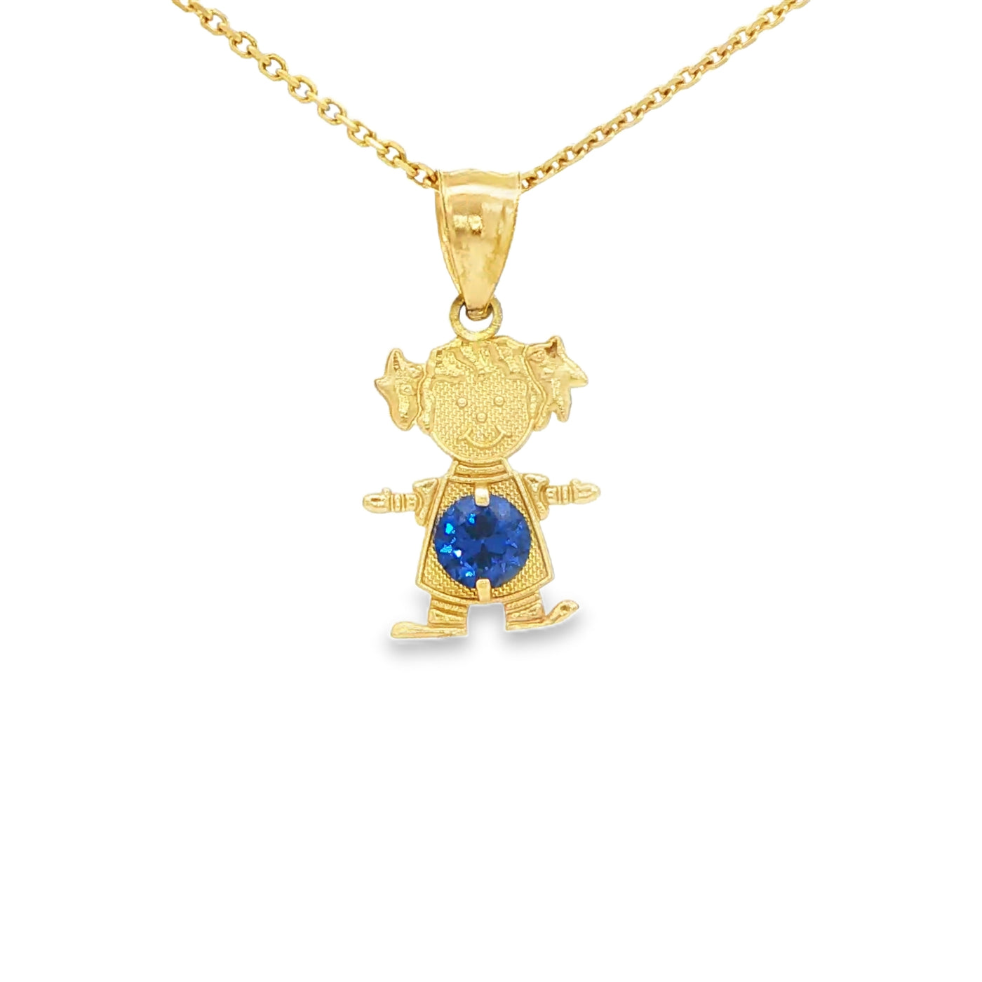 PENDANT 14KP GIRL CZ DARK BLUE BELLY GIRL
