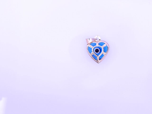 PENDANT 14K 1.1G EVIL EYE HEART BLUE MILIGRAIN