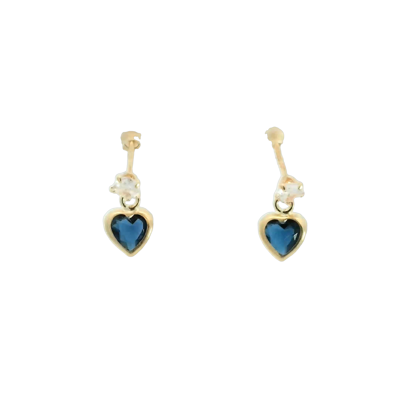 14KE 0.6G
 HEART DANGLE 
CZ BLUE HEART