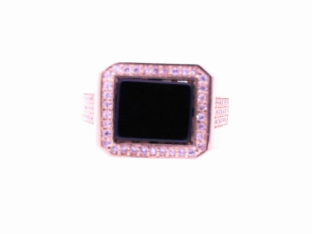 14 KARAT RING SIZE 10.75 WEIGHT: 6.2G : CZ BLACE R