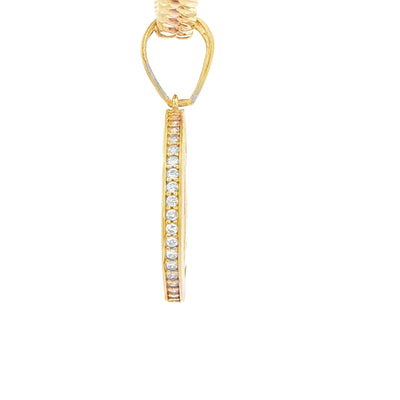 PENDANT 14K 4.8G STYLE LV ROUND RIBBED BORDER NEGA
