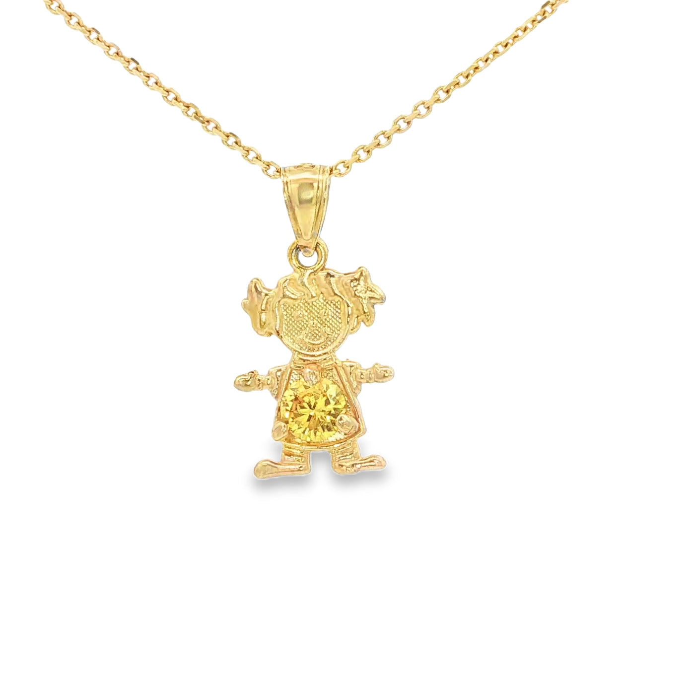 PENDANT 14KP GIRL CZ YELLO BELLY GIRL