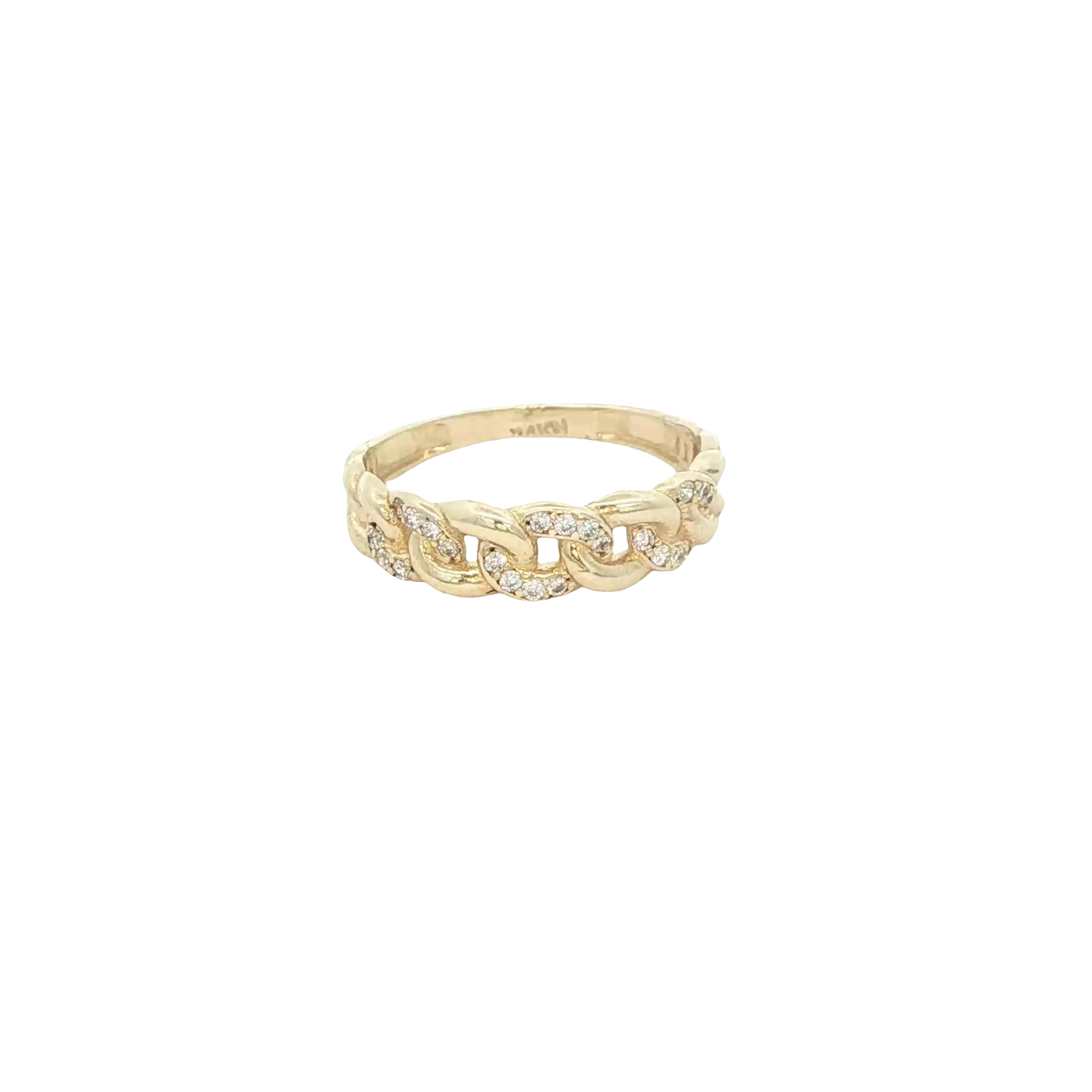 14 KARAT RING SIZE 7 WEIGHT: 1.8G : CZ CUBAN LINK
