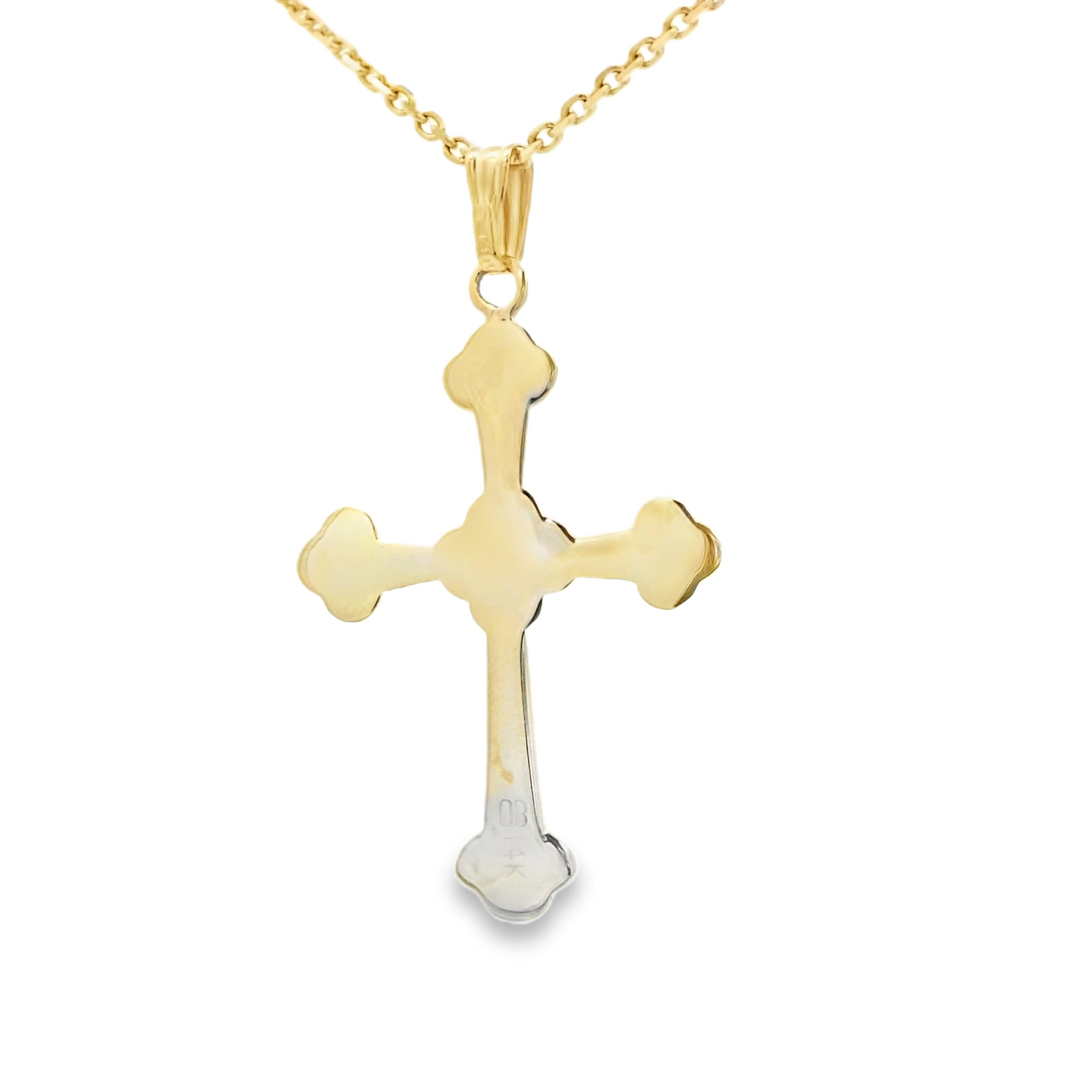 14 KARAT DIAMOND CUT CHARM JESUS CROSS CIRCLE BACK