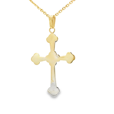 14 KARAT DIAMOND CUT CHARM JESUS CROSS CIRCLE BACK