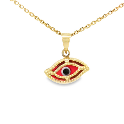 PENDANT 14K EVIL EYE RED EYE MILIGRAIN