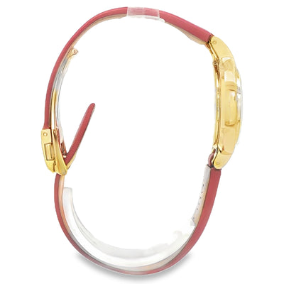 RED STONE BEZEL RED CHIPS FACE BULOVA WATCH