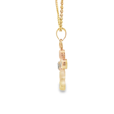 14K PENDENT CROSS CZ CROSS RND CIRCLES