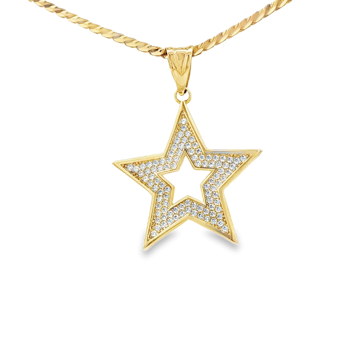 PENDANT 14K 2.6G STAR CZ STAR NEGATIVE CENTER