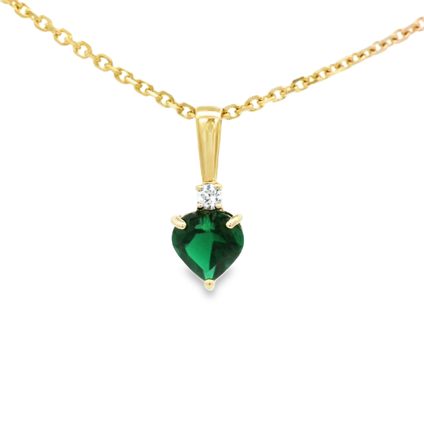 10 KARAT CHARM CZ GREEN HEART SPADE
