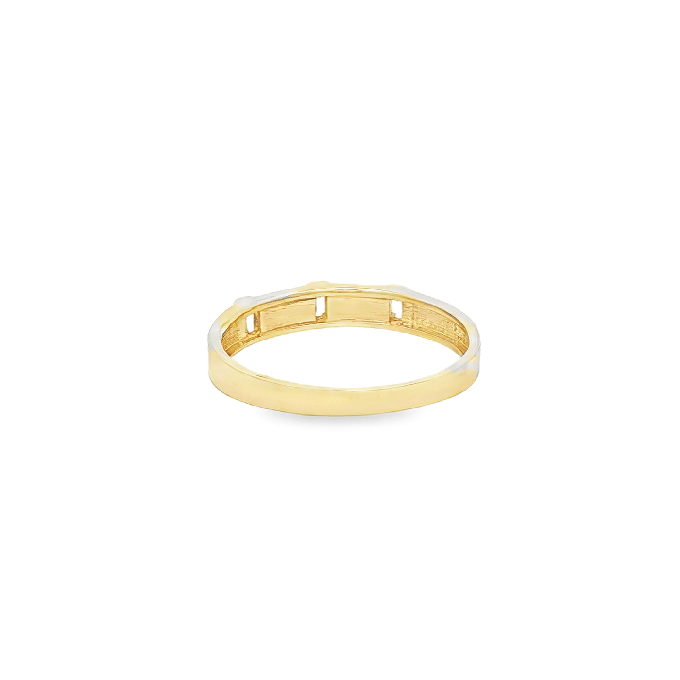 14 KARAT RING SIZE 7 WEIGHT: 1.5G : 3.1MM CZ  GREE