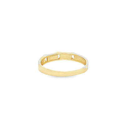 14 KARAT RING SIZE 7 WEIGHT: 1.5G : 3.1MM CZ  GREE