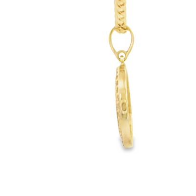 PENDANT 14KP STYLE LV CZ ROUND ONYX SMALL