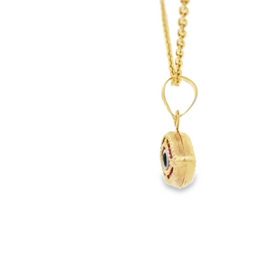 PENDANT 14K EVIL EYE RED EYE MILIGRAIN
