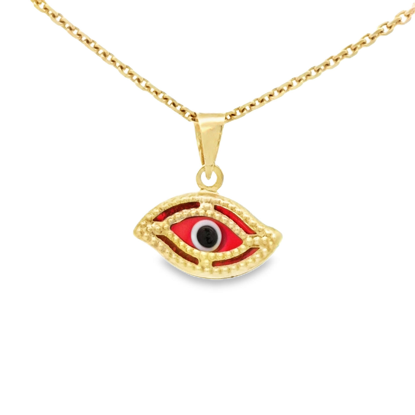 PENDANT 14K EVIL EYE RED EYE MILIGRAIN