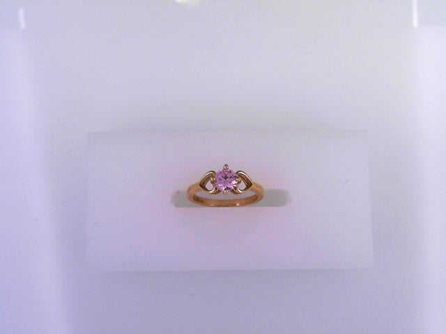 RING 14KR 0.9G #0 KID RING CZ HEART SHANK 4PRONG