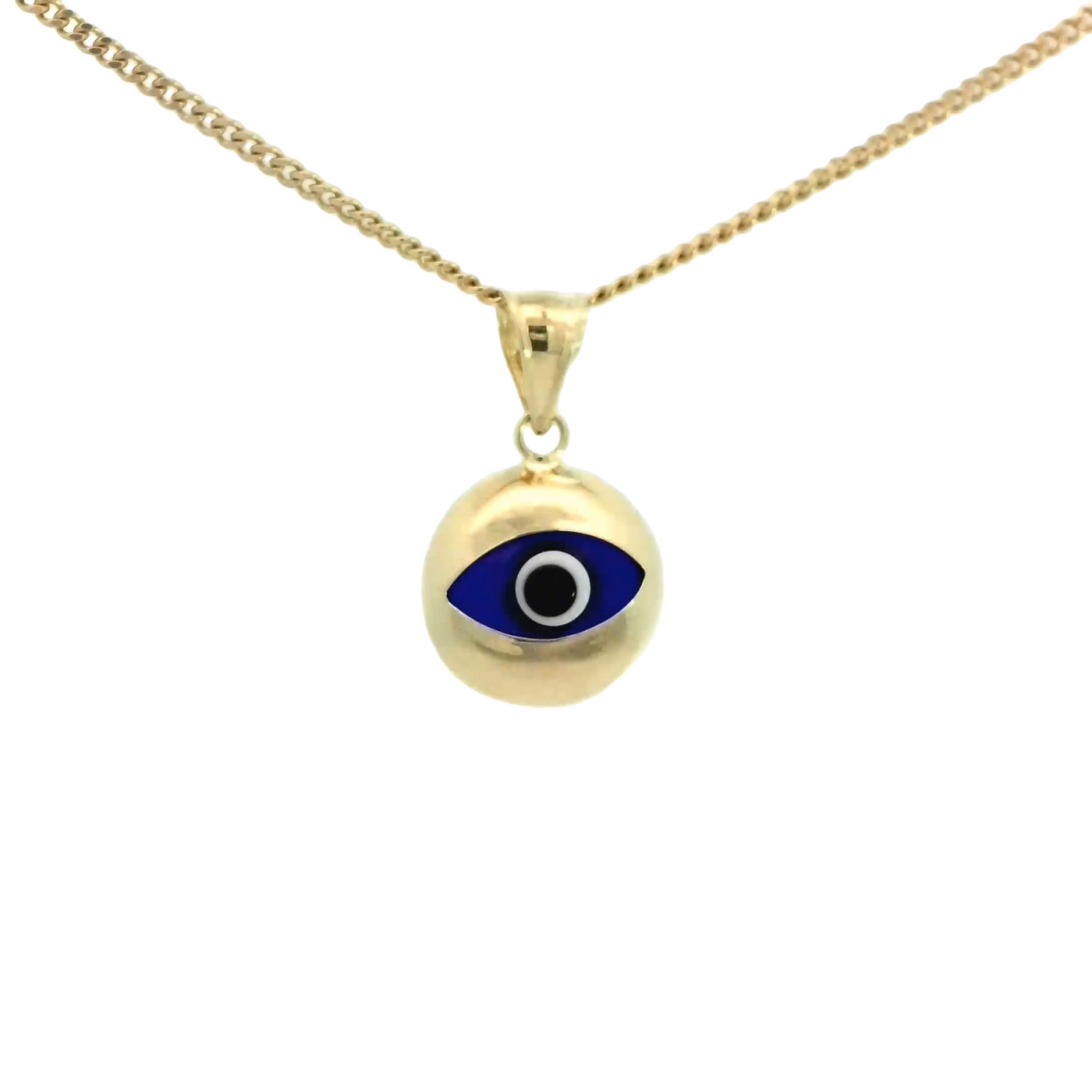 PENDANT 14K 1.2G EVIL EYE BLUE OVAL POLISHED