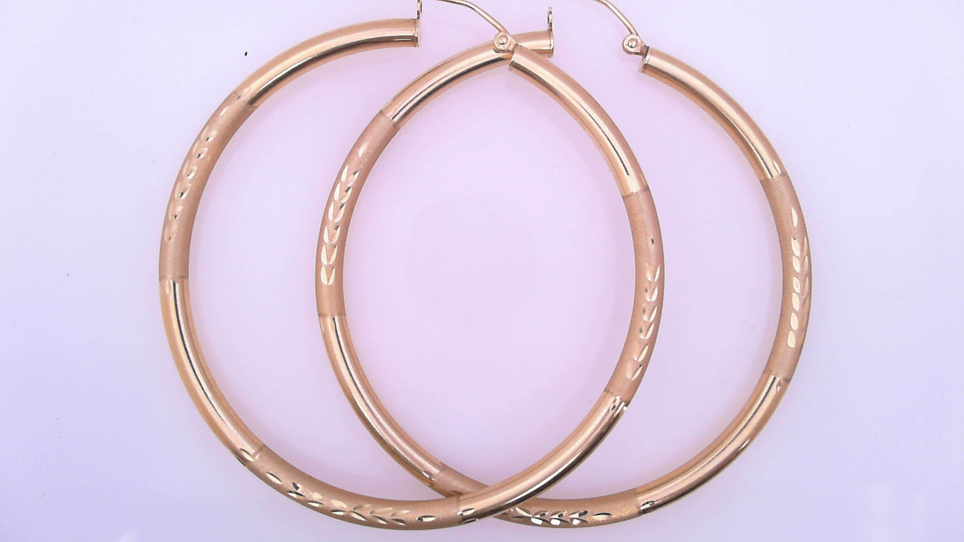 EARRINGS 14 KARAT SATIN LARGE HOOP EARRINGS WEIGHT