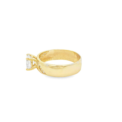 14 KARAT RING SIZE 7.25 WEIGHT: 2.6G : 5MM CZ SOLI