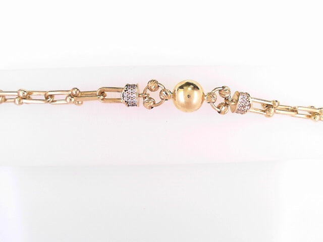 BRACELET 14KB Ball Italian 7.3g Cz Fancy 7''