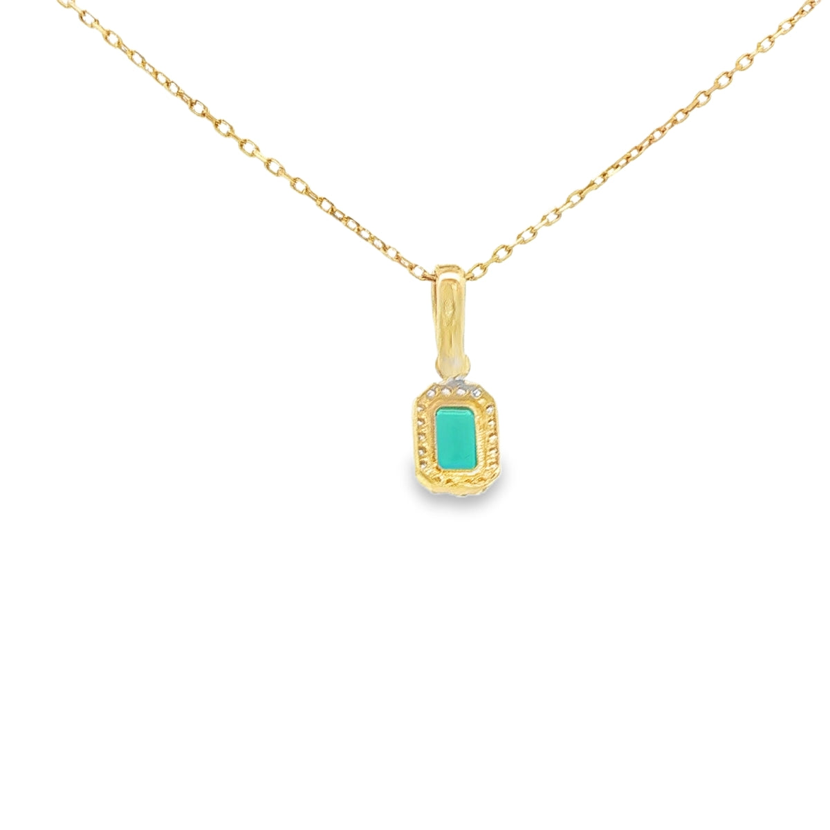 10 KARAT CHARM CZ GREEN HALO RECTANGLE