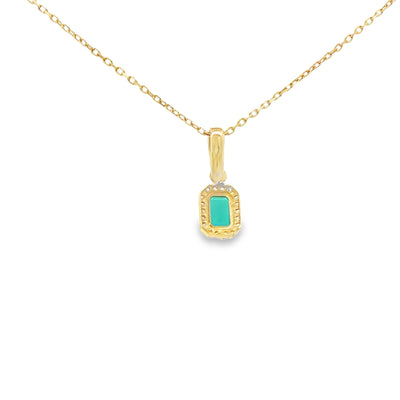 10 KARAT CHARM CZ GREEN HALO RECTANGLE