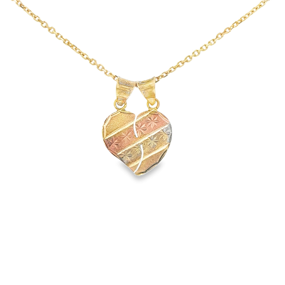 PENDANT 14K Heart Break TriGold DC
