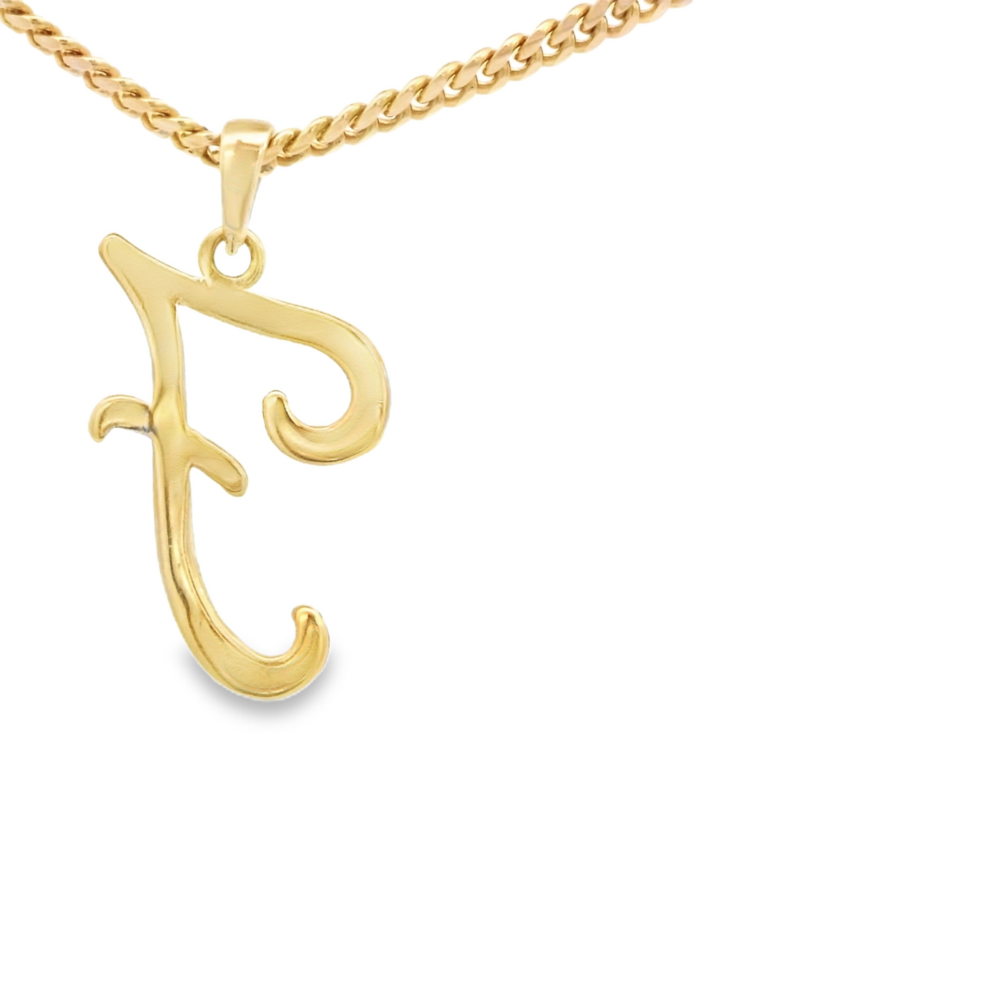 PENDANT 14K LETTER F SCRIPT POLISHED