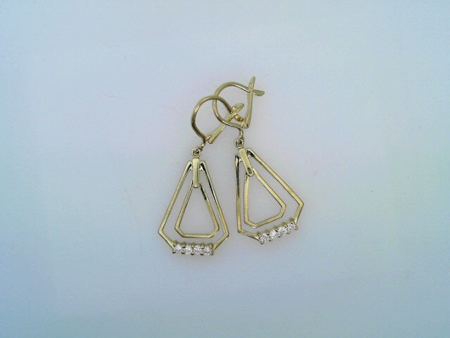 14 KARAT DROP EARRINGS WEIGHT: 3.3G : CZ DOUBLE UP