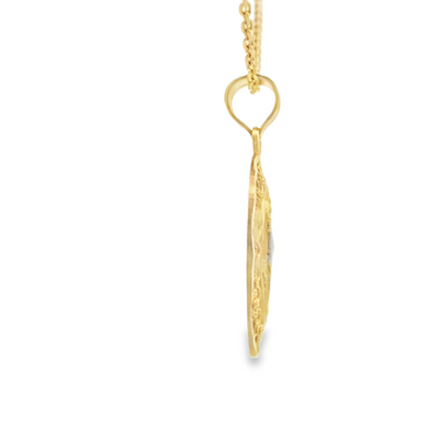 PENDANT 14K SAINT ST BENEDICT FILIGREE BORDER OVAL