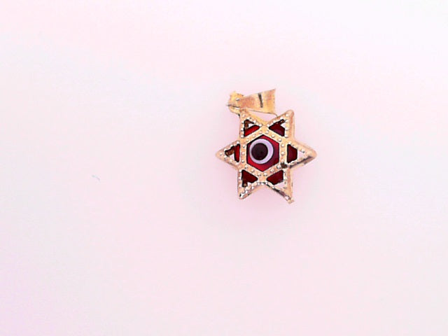 PENDANT 14K 0.7G EVIL EYE RED STAR MILIGRAIN