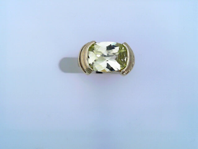 RING 14KR 8.0G FANCY #6.5 CZ CUSHION LIME STONE