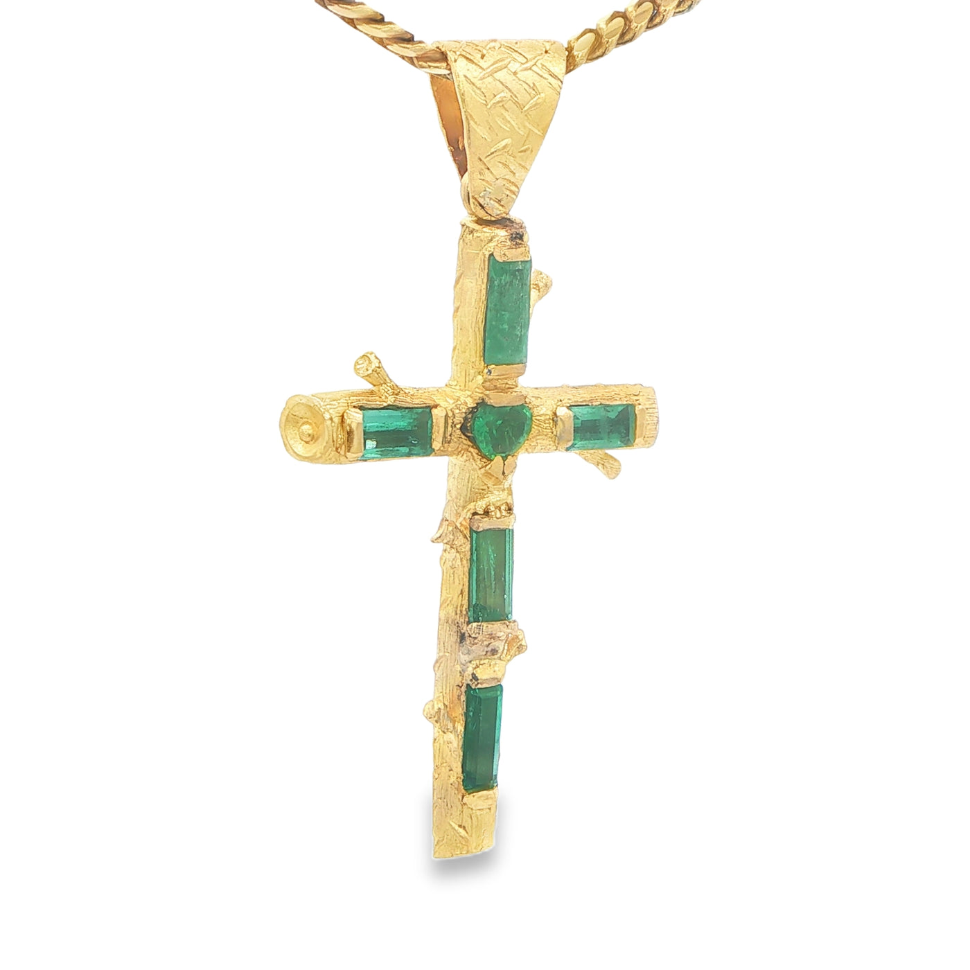 18KP 5.5G NATURAL EMERALD CROSS