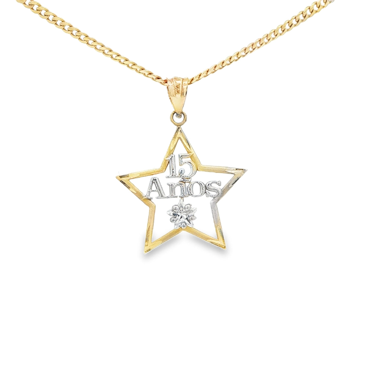14K  PENDENT QUINCE CZ STAR 2TONE