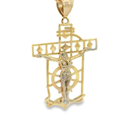 14K Nautical Jesus Cross Two-Tone