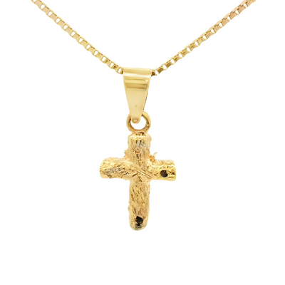 18KR Cross Pendant with Natural Emeralds