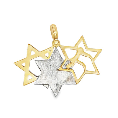 14K PENDANT 4.5G STAR DAVID 2TONE OM 3 SLIDERS