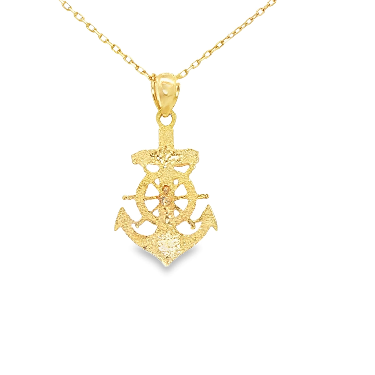 14 KARAT DIAMOND CUT CHARM DC ROSE JESUS CROSS ANCHOR