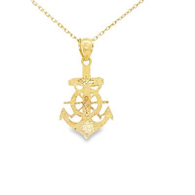 14 KARAT DIAMOND CUT CHARM DC ROSE JESUS CROSS ANCHOR