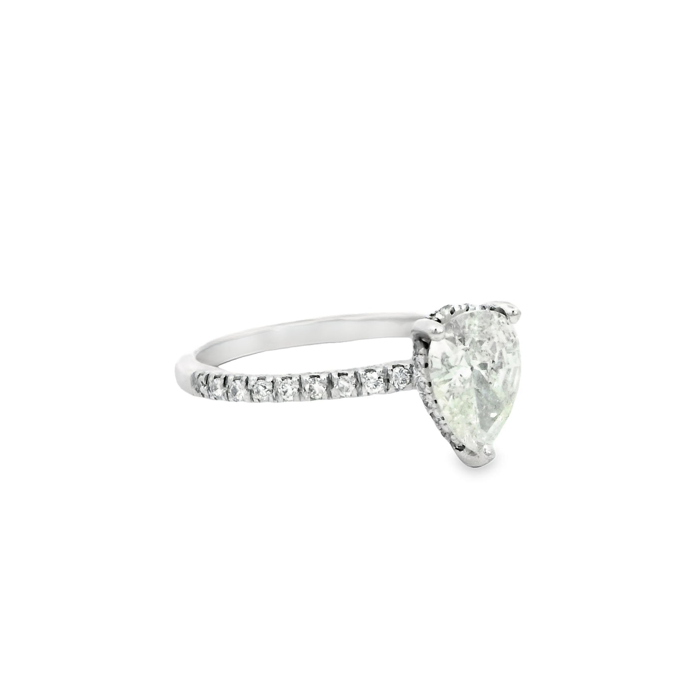 14KR Pear Hidden Halo Solitare Engagement Ring