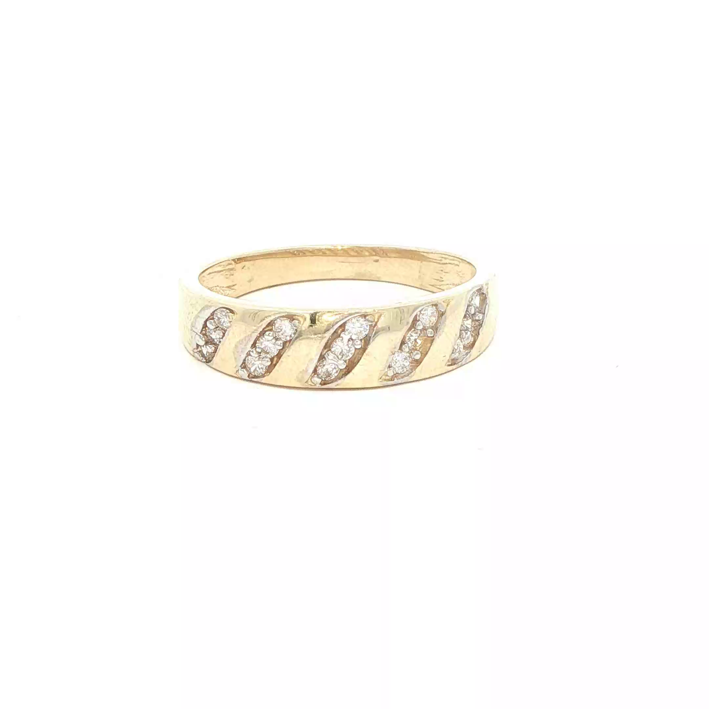 14 KARAT RING SIZE 10 WEIGHT: 3.8G : 5.3MM CZ 5 SL