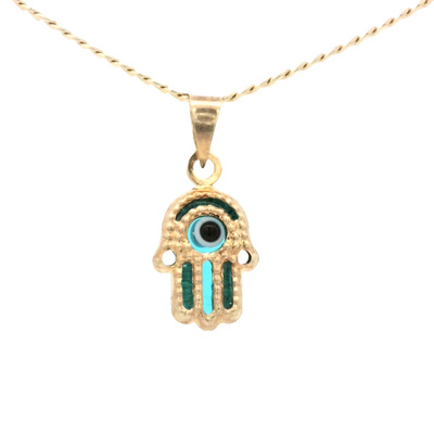 PENDANT 14K HANSMA EVIL BLUE MILIGRAIN