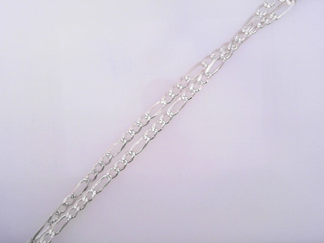 .925 STERLING SILVER DIAMOND CUT FIGARO CHAIN 22"