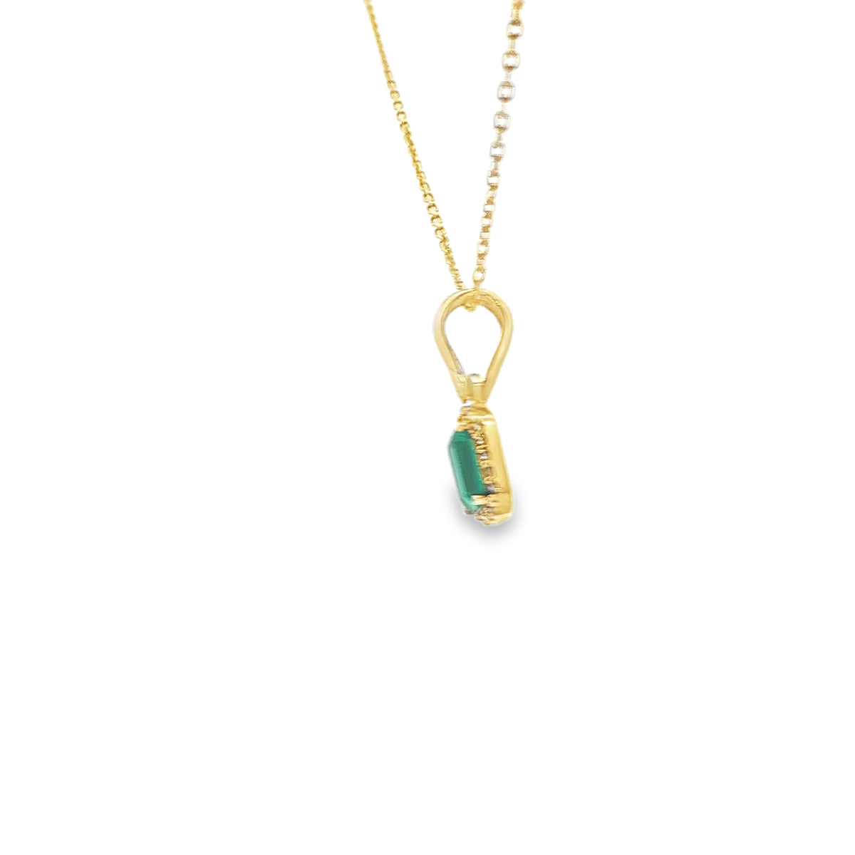 10 KARAT CHARM CZ GREEN HALO RECTANGLE