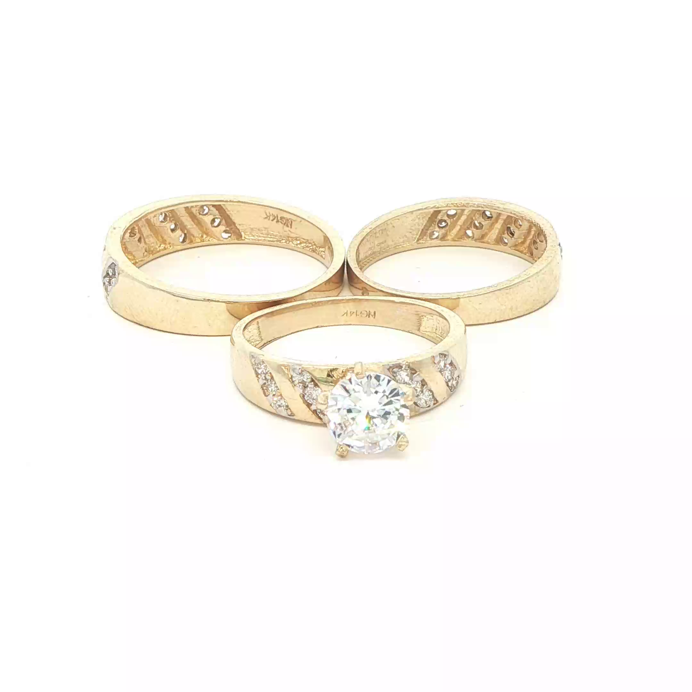 14 KARAT RING SIZE 10 WEIGHT: 3.8G : 5.3MM CZ 5 SL