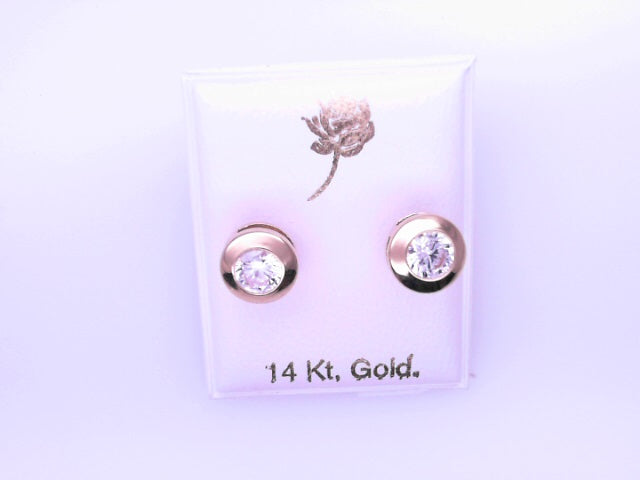 14 KARAT STUD EARRINGS WEIGHT: 0.8G : 5MM CZ CLEAR